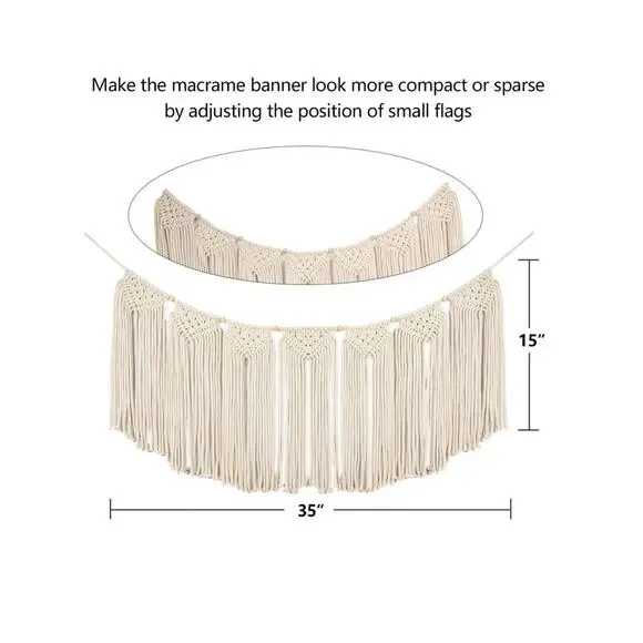 Tan Beige Bohemian Style Macrame Woven Wall Hanging Decor - Picture 3 of 3